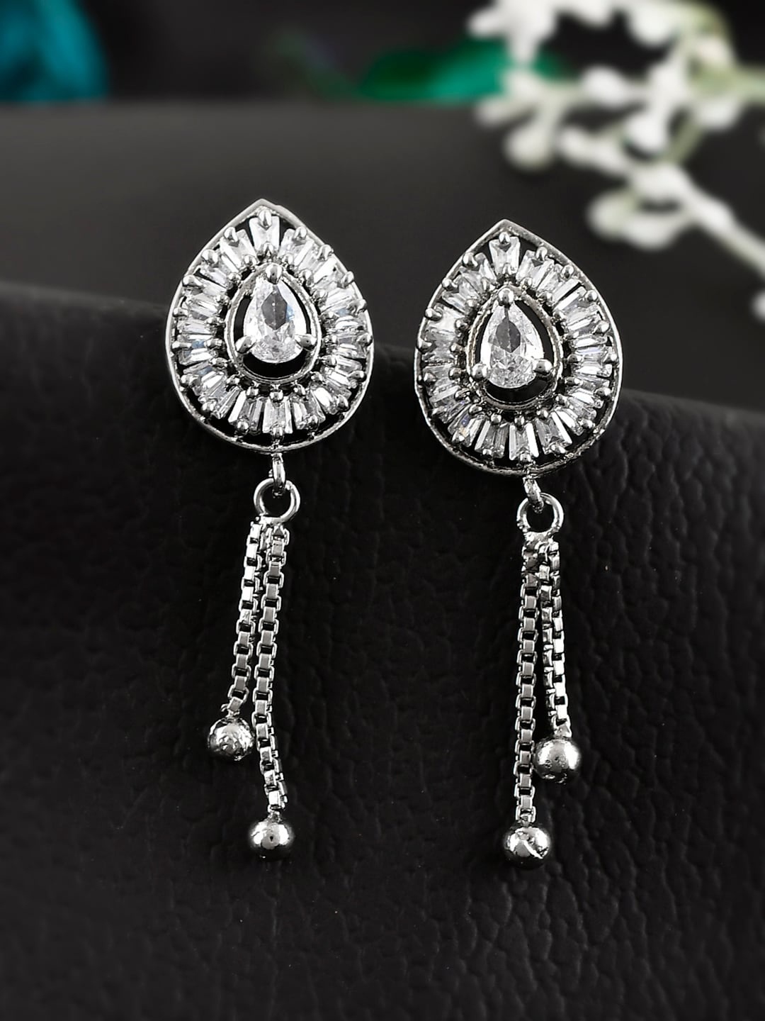 

Shoshaa Silver-Toned Contemporary Drop Earrings