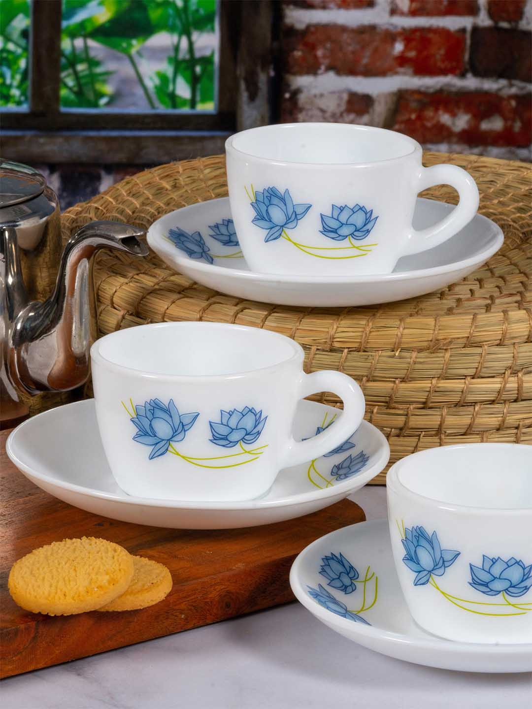 

Cello Imperial Bella Cup Set of 12 Neel Kamal Opalware Cup and Saucer Set, White