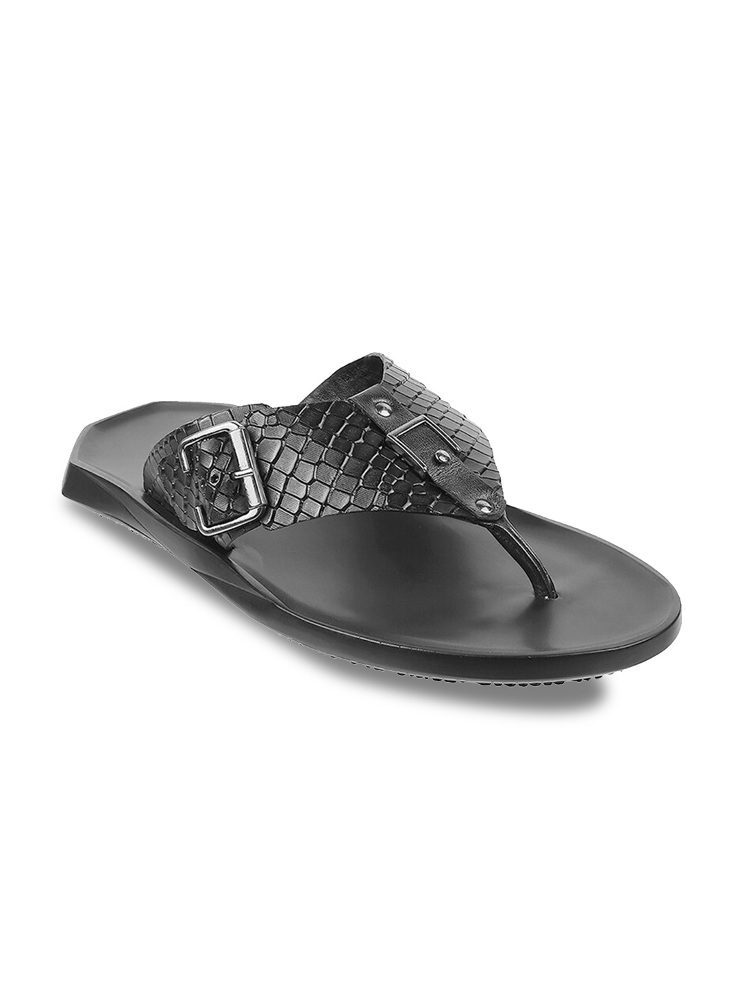 

Metro Men Black Leather Comfort Sandals