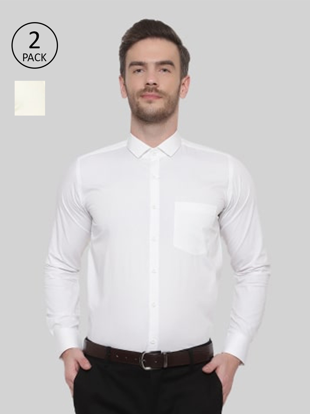

Srey trends Men White & Yellow Comfort Formal Shirt Pack Of 2
