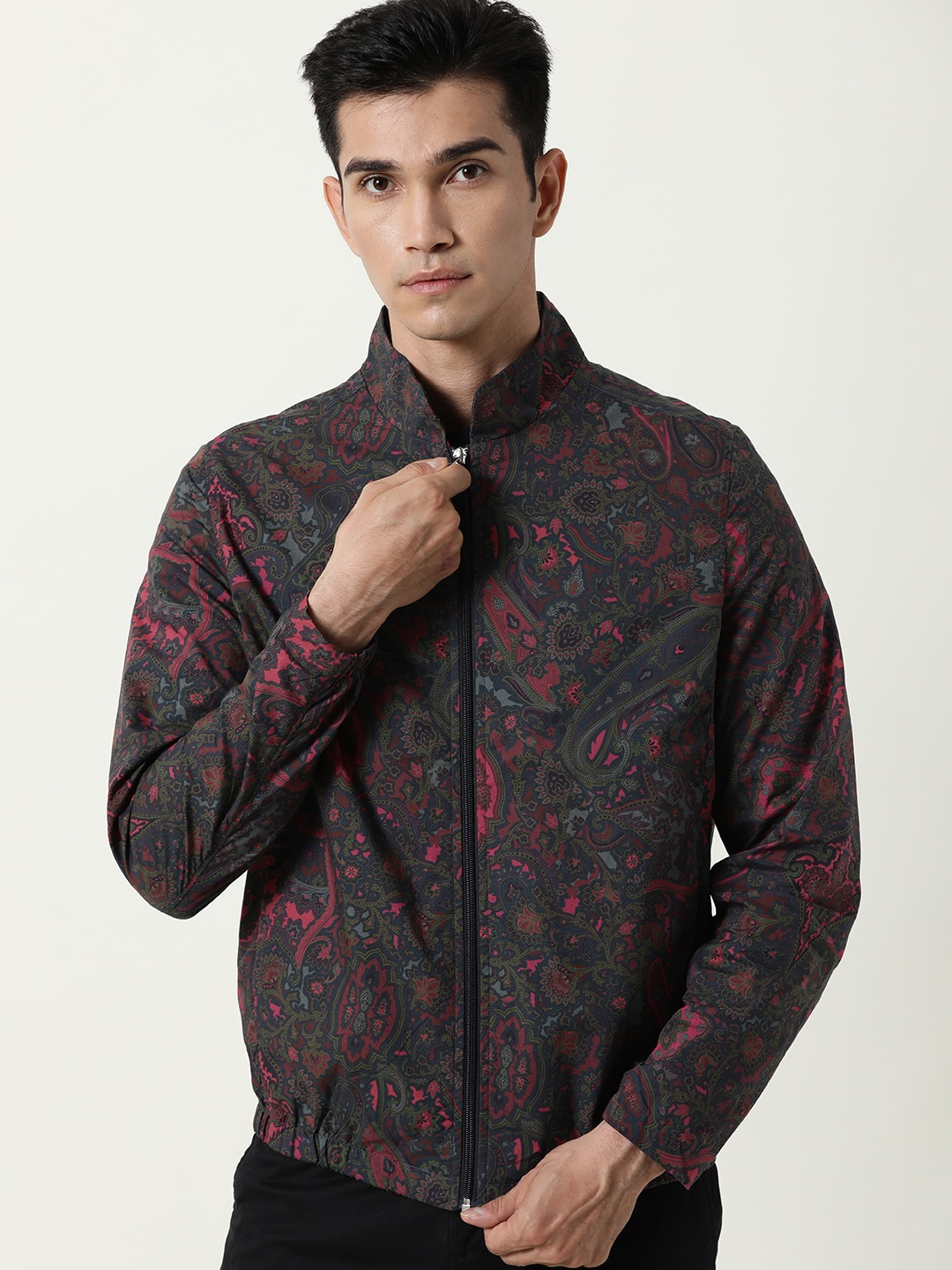 

RARE RABBIT Men Persi Slim Fit Pink Floral Printed Jacket