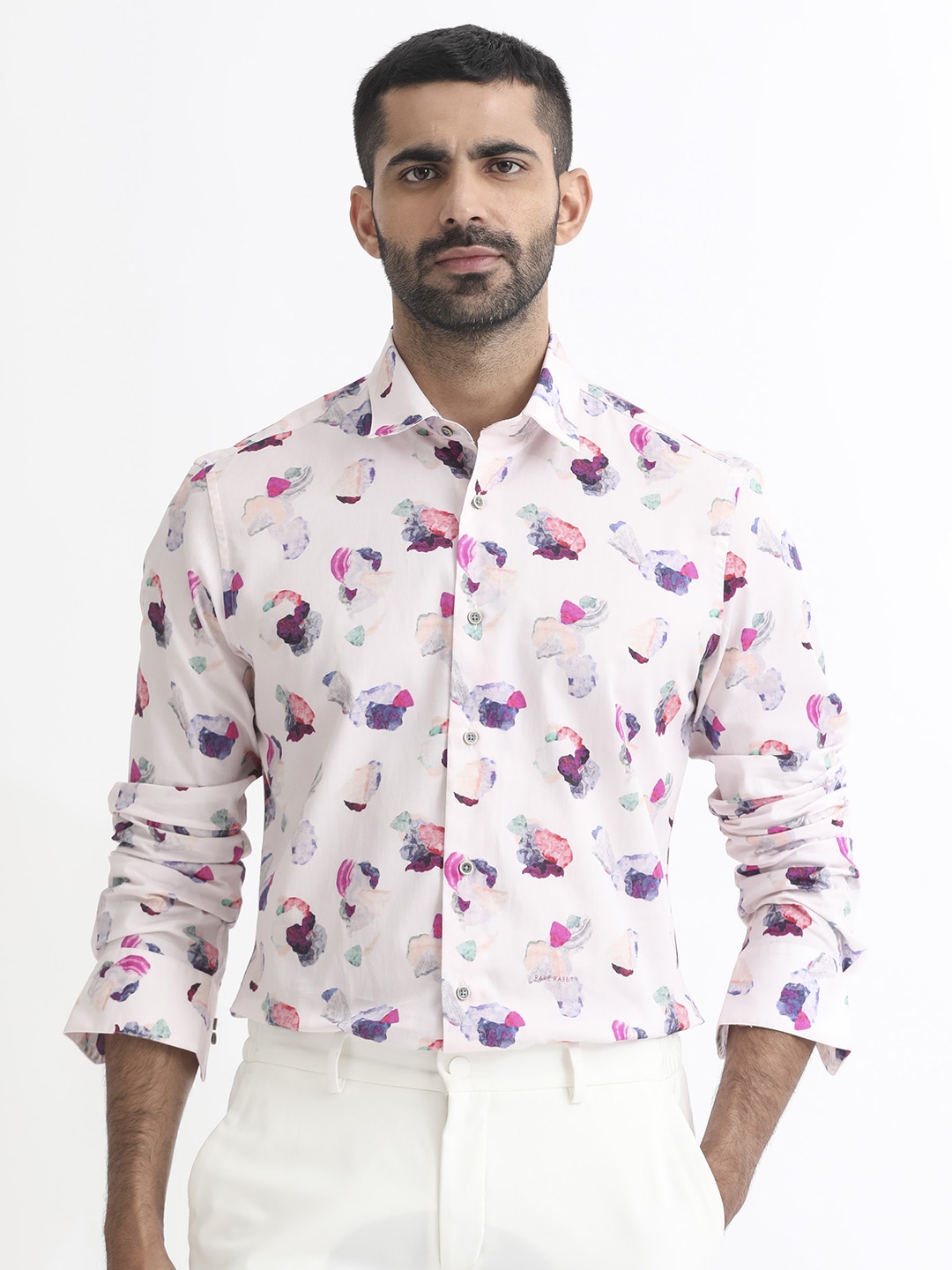 

RARE RABBIT Men Pink Standard Slim Fit Printed Casual Shirt