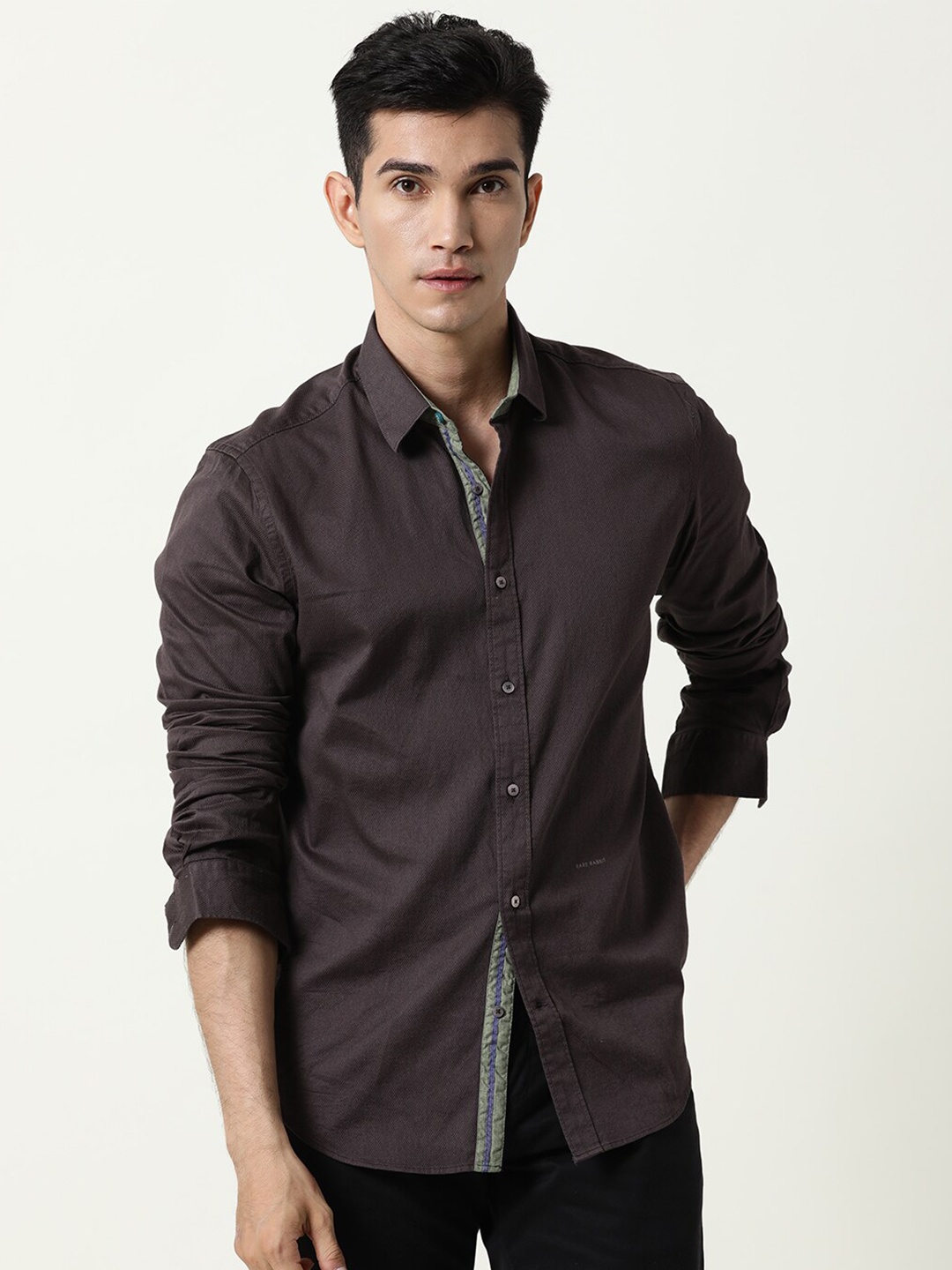 

RARE RABBIT Men Mond Slim Fit Cotton Shirt, Grey