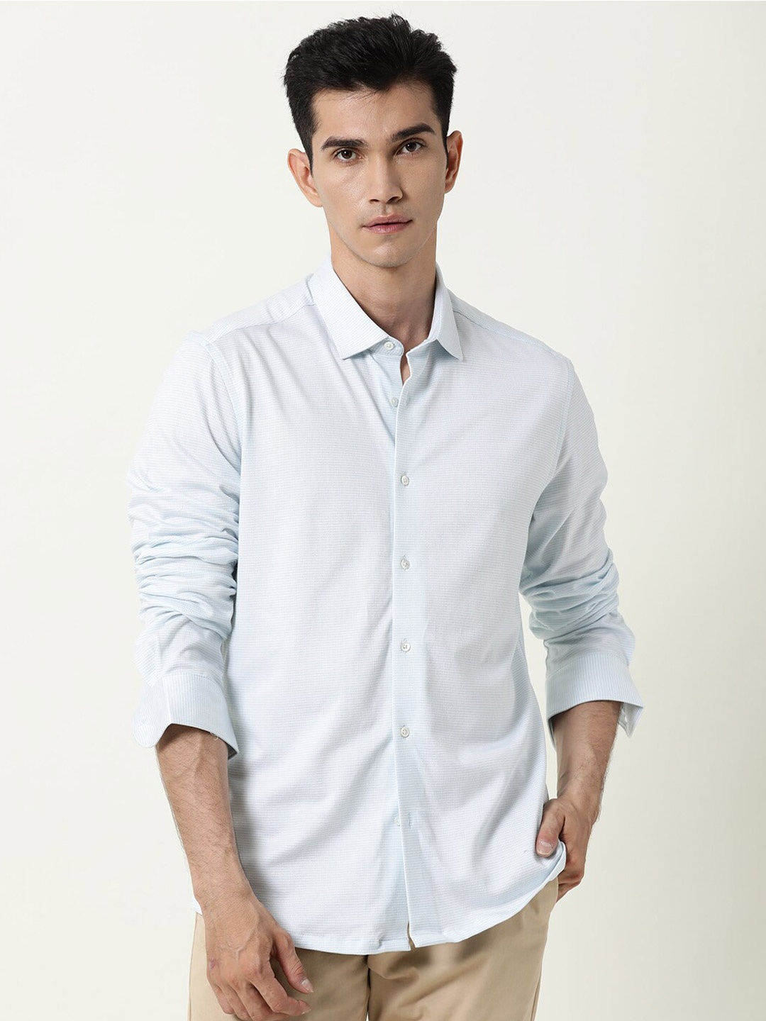 

RARE RABBIT Men Fay Slim Fit Checked Cotton Shirt, Blue