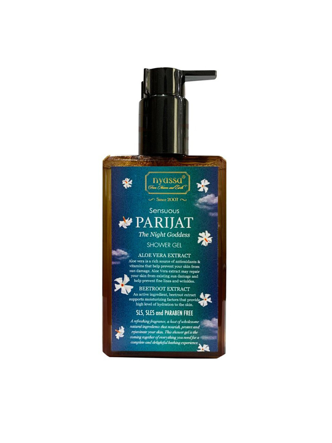 

Nyassa Sensuous Parijat The Night Goddess Shower Gel with Aloe Vera Extract - 215 ml, Blue