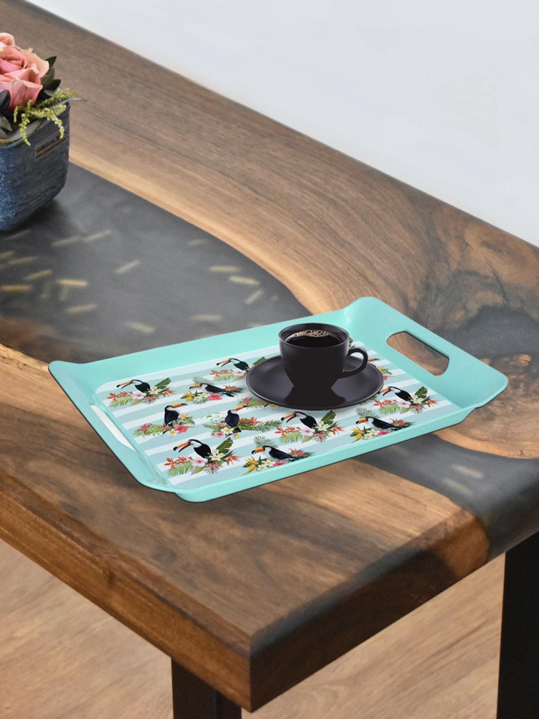 

Athome by Nilkamal Blue Printed Serving Trays, Black