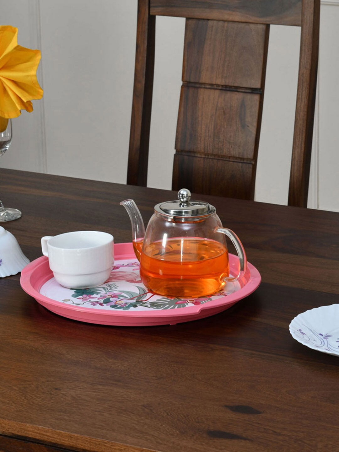 

Athome by Nilkamal Pink & White Flamingo Printed Serving Trays
