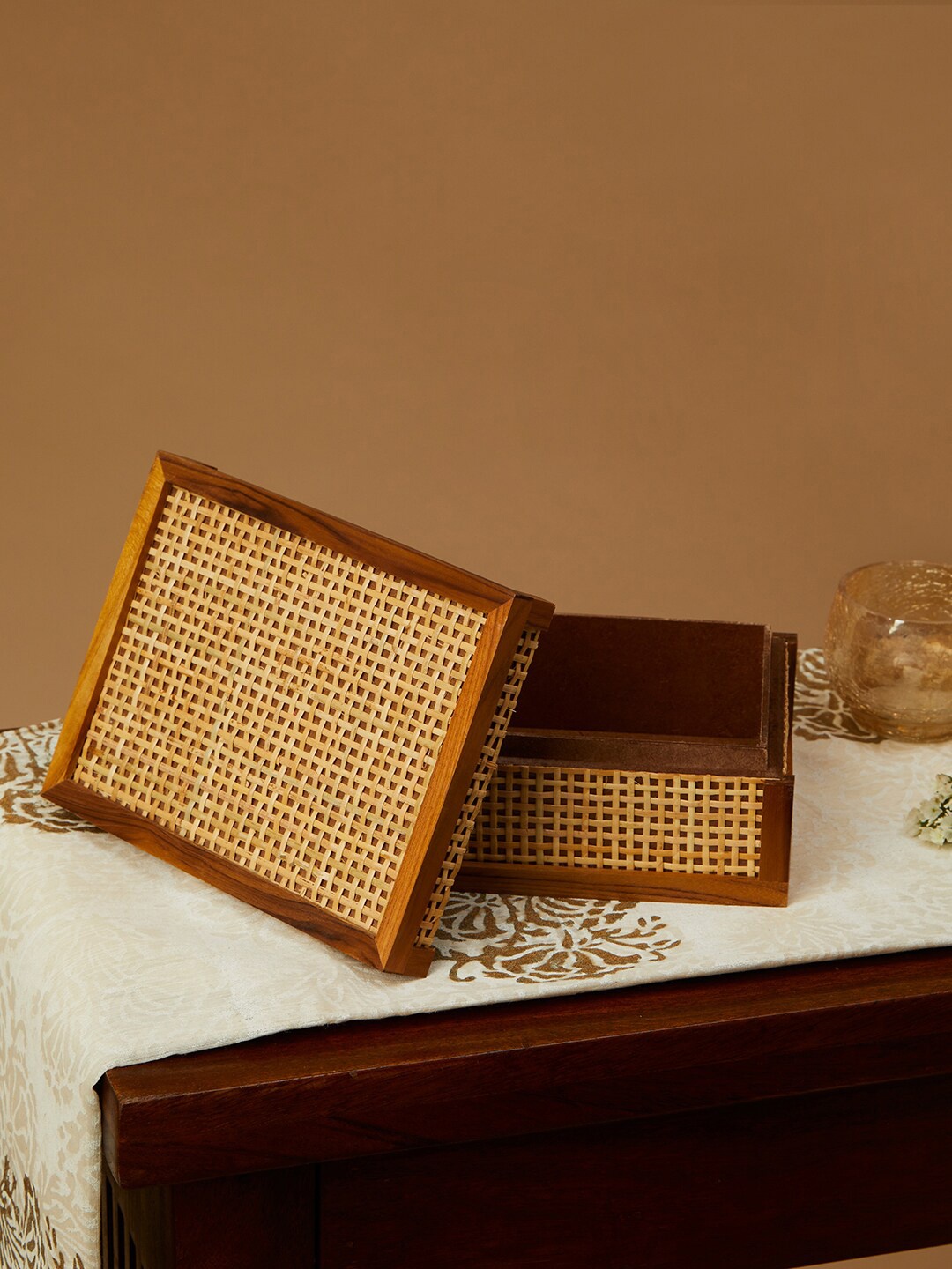

Fabindia Beige Vardaniya Wood Multi-Utility Box