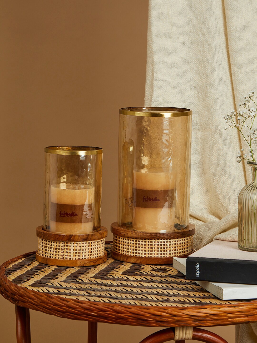 

Fabindia Brown Kritvi Vardaniya Hurricane Pillar Candle Holder