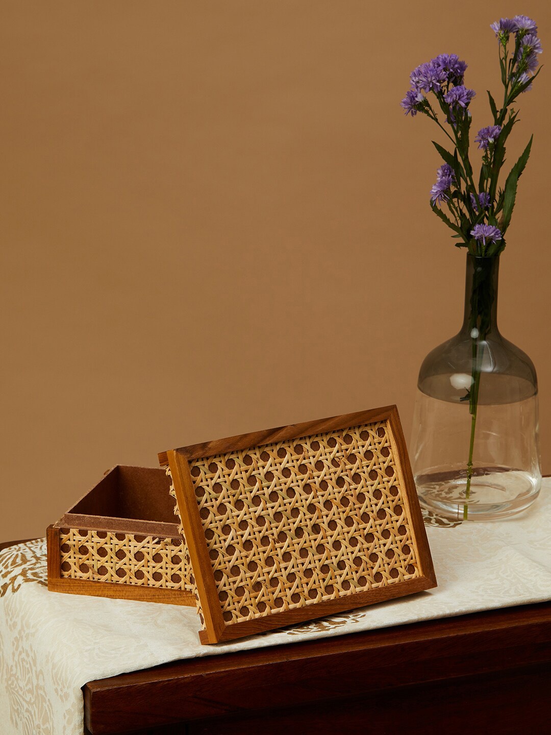 

Fabindia Browm Vardaniya Wood Utility Box, Beige