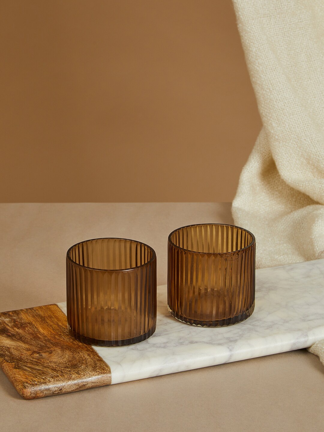 

Fabindia Set Of 2 Brown Maaya Glass Votives Gift Box