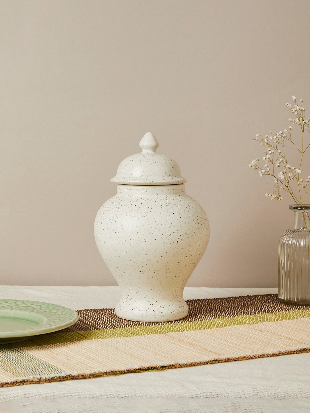 

Fabindia White Kalashi Idhika Obelisk Decor Jar