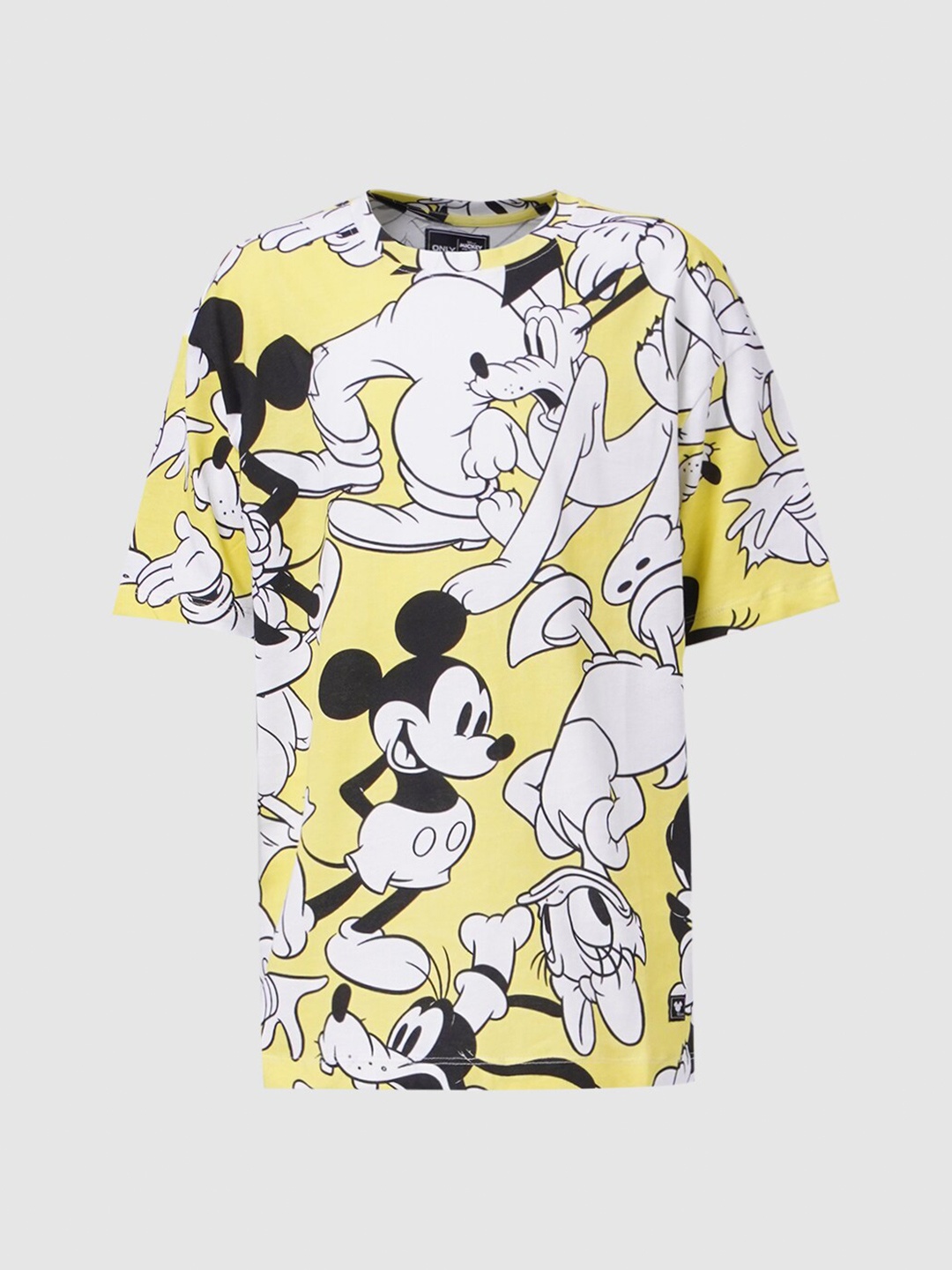 

KIDS ONLY Girls Yellow Printed Drop-Shoulder Sleeves Applique T-shirt