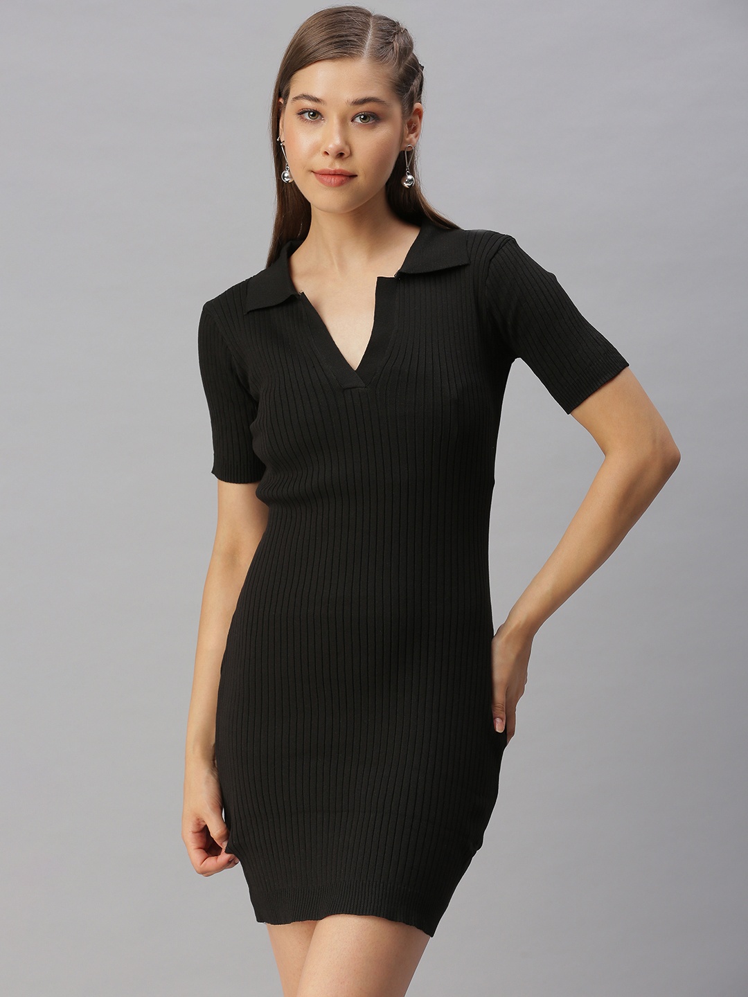 

SHOWOFF Black Solid Bodycon Dress