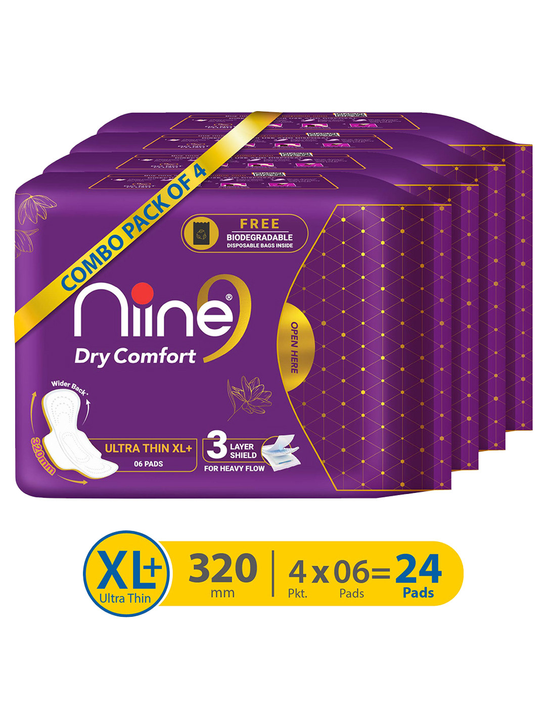 

Niine Set Of 4 Purple Sanitary Napkins