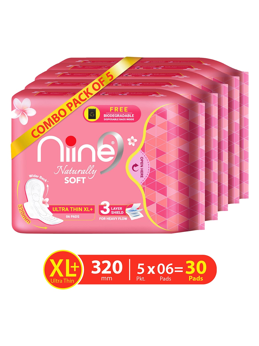 

Niine Set Of 5 Pink Sanitary Napkins