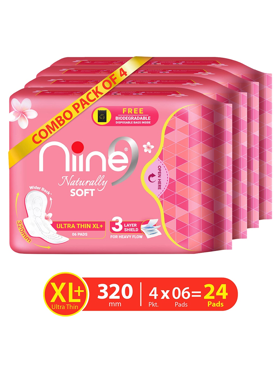 

Niine Set Of 4 Pink Sanitary Napkins