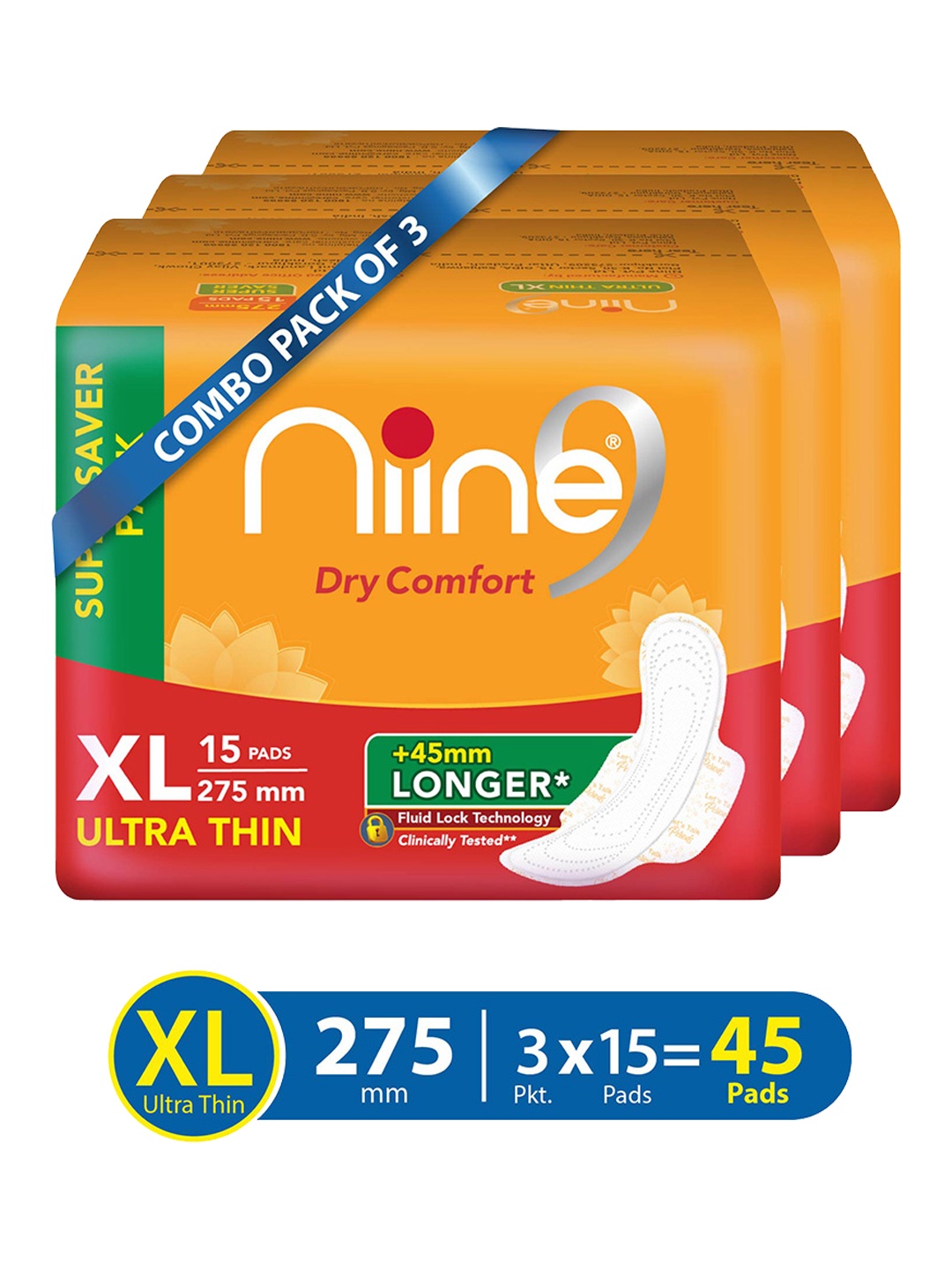 

Niine Set Of 3 Yellow & Red Sanitary Napkins