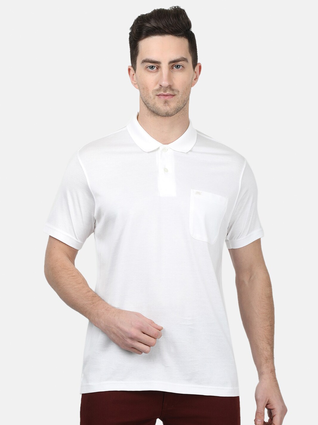 

Monte Carlo Men White Polo Collar T-shirt