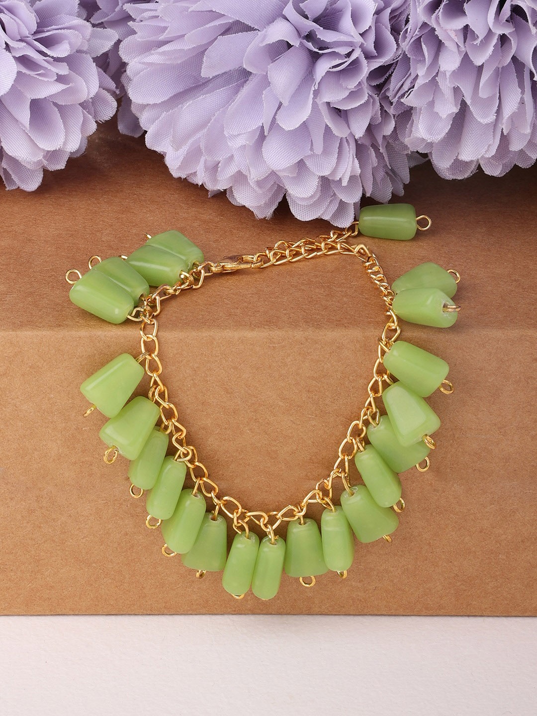 

Zaveri Pearls Women Green Gold-Plated Wraparound Bracelet