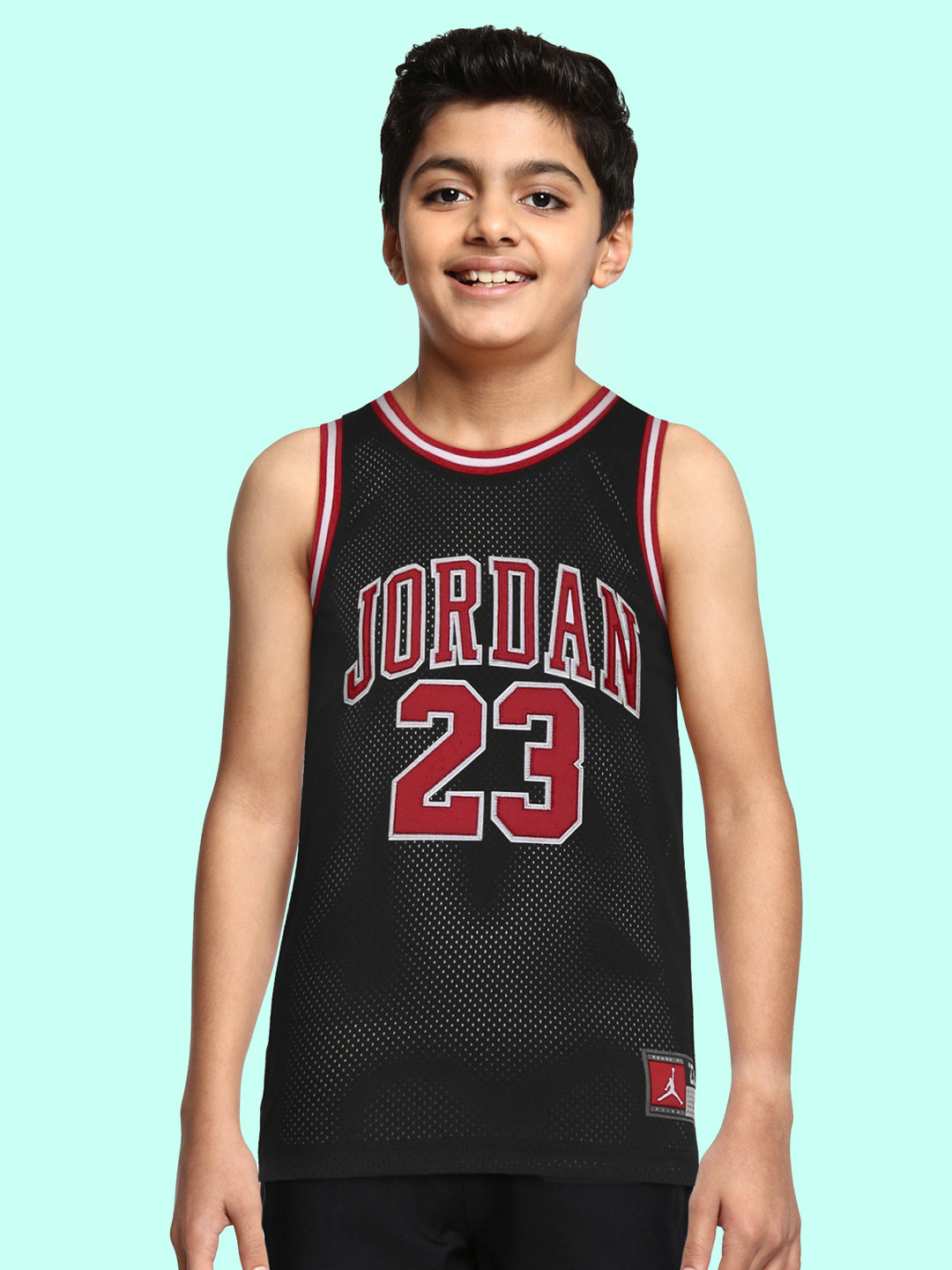 

Jordan Boys Black & Red Brand Logo Printed T-shirt