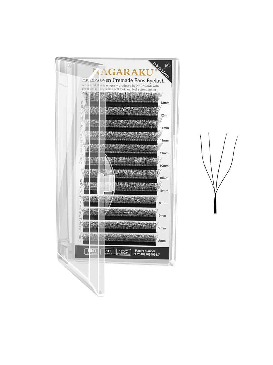 

NAGARAKU Black 12 Rows Tray Volume Matte Premade Cluster Fans Eyelash Extensions - Curl C