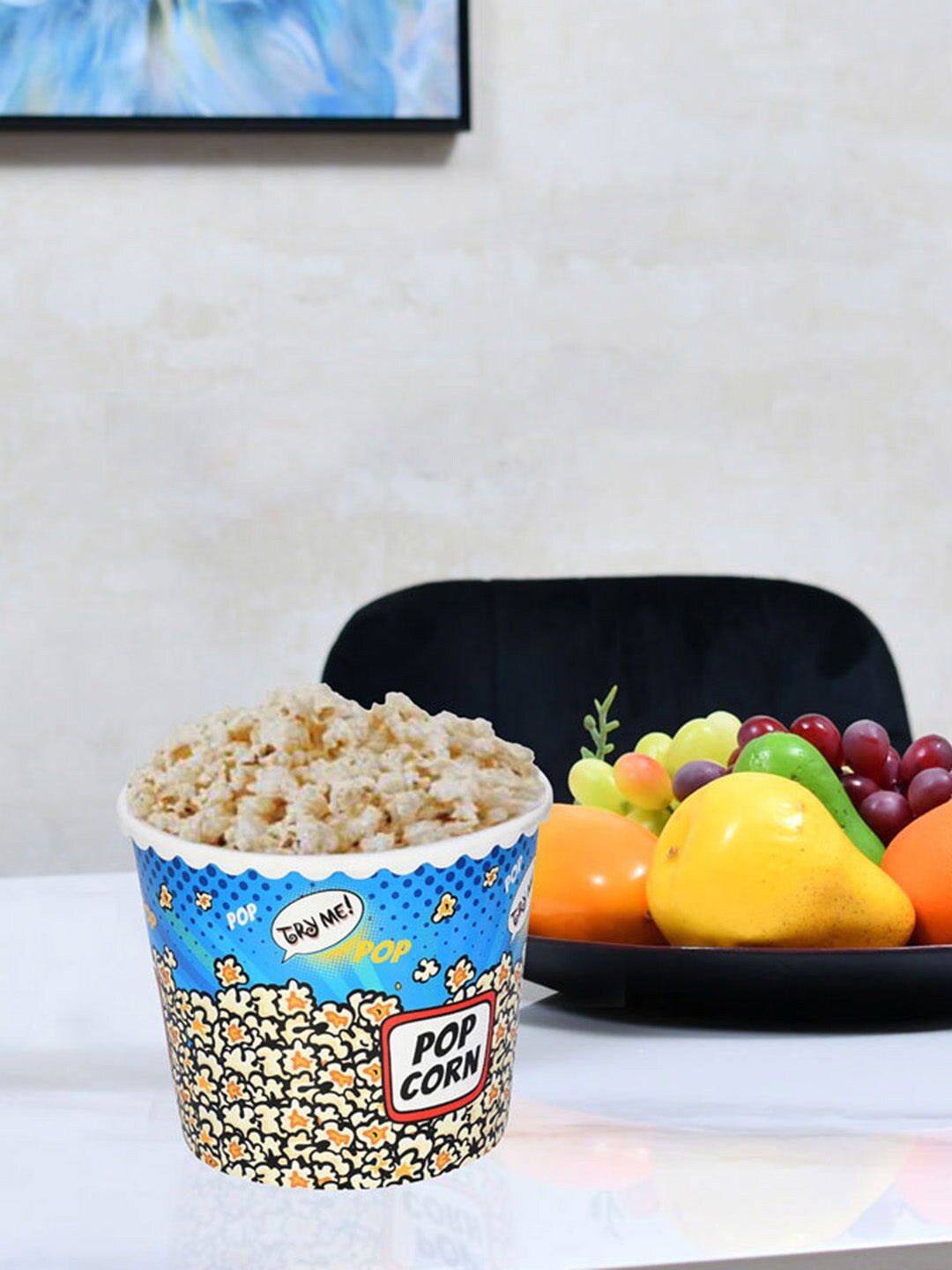 

Athome by Nilkamal Blue & White Printed Tub Pop Corn Bowl- 2 ltr