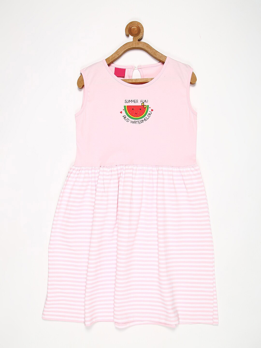 

V2 Value & Variety Girls Pink Cotton Striped Dress