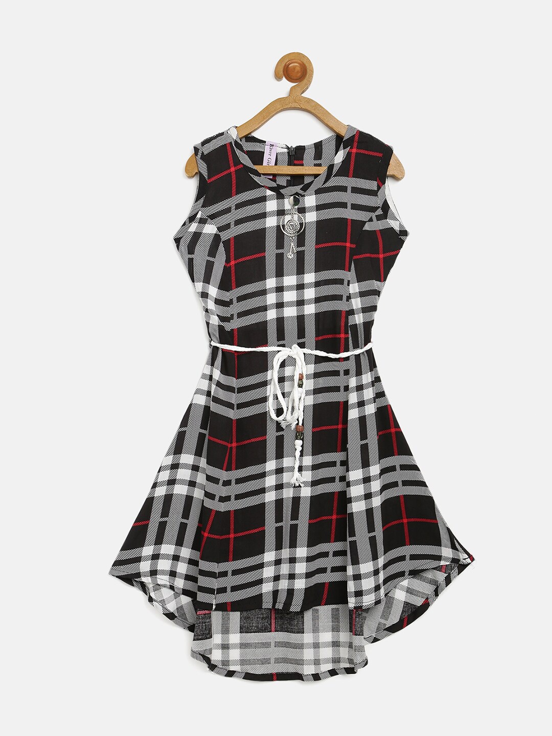 

V2 Value & Variety Girls Black & White Checked Dress