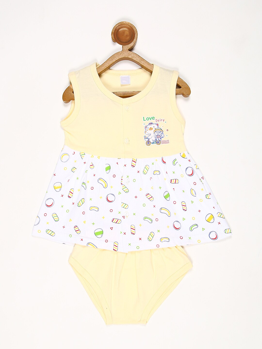 

V2 Value & Variety Cream-Coloured & White Printed Fit & Flare Dress