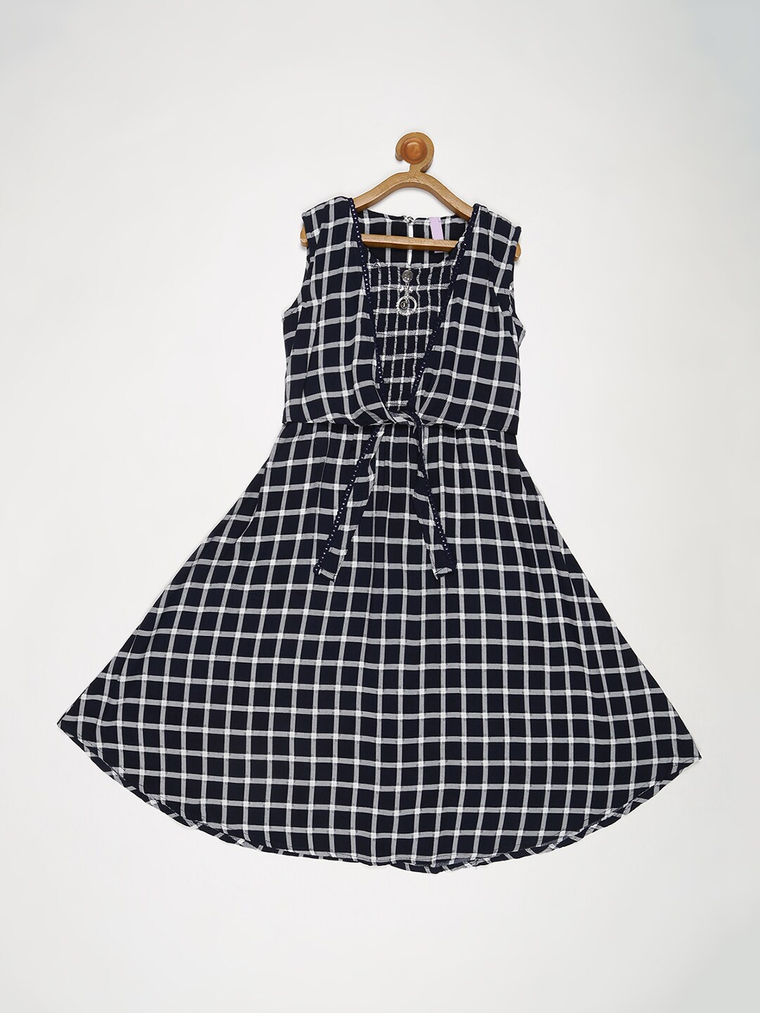 

V2 Value & Variety Girls Blue & White Checked Fit & Flar Dress