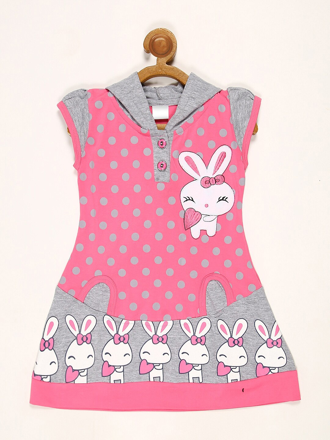 

V2 Value & Variety Girls Pink & Grey Printed A-Line Dress