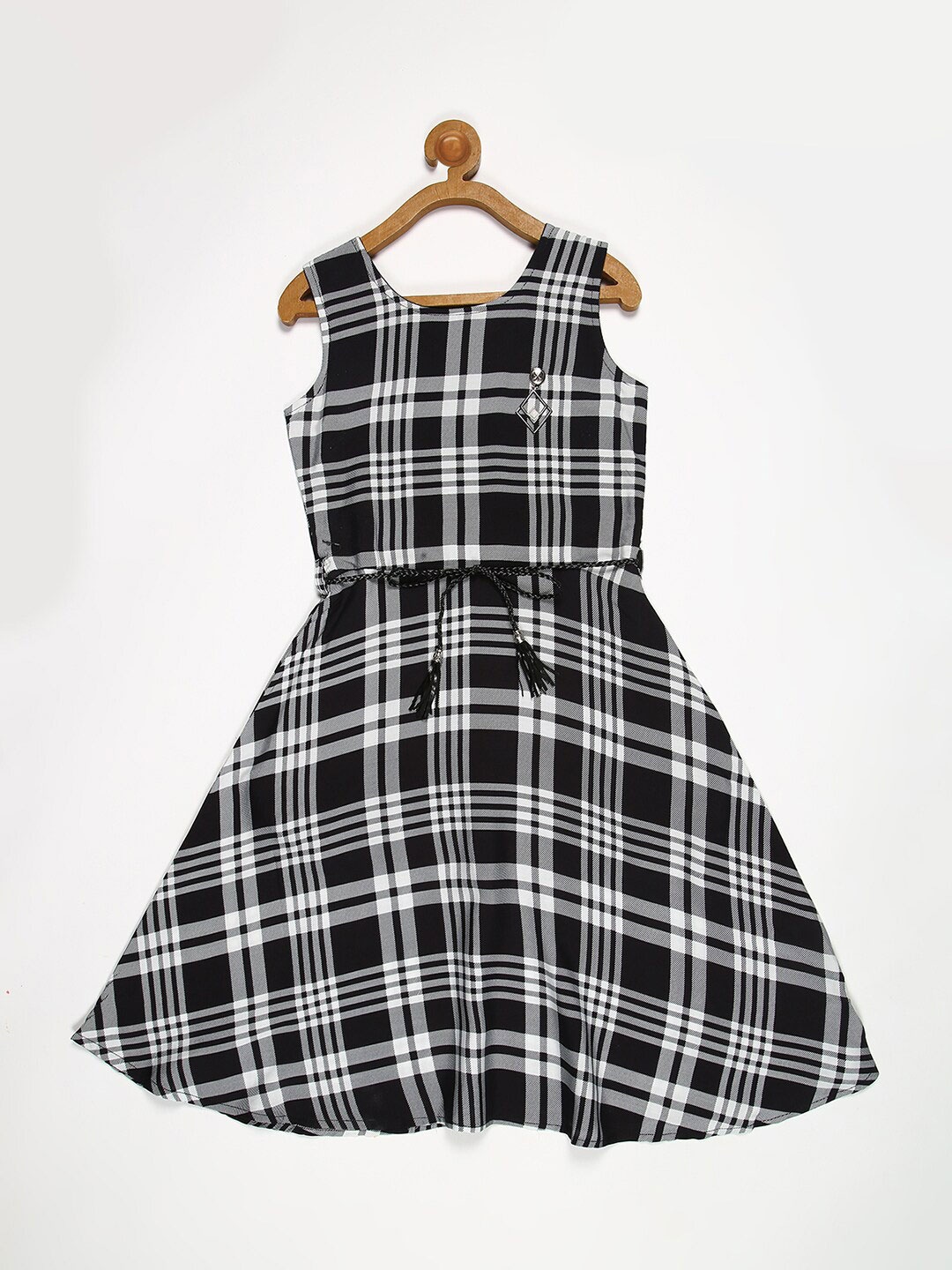 

V2 Value & Variety Girls White & Black Checked Dress