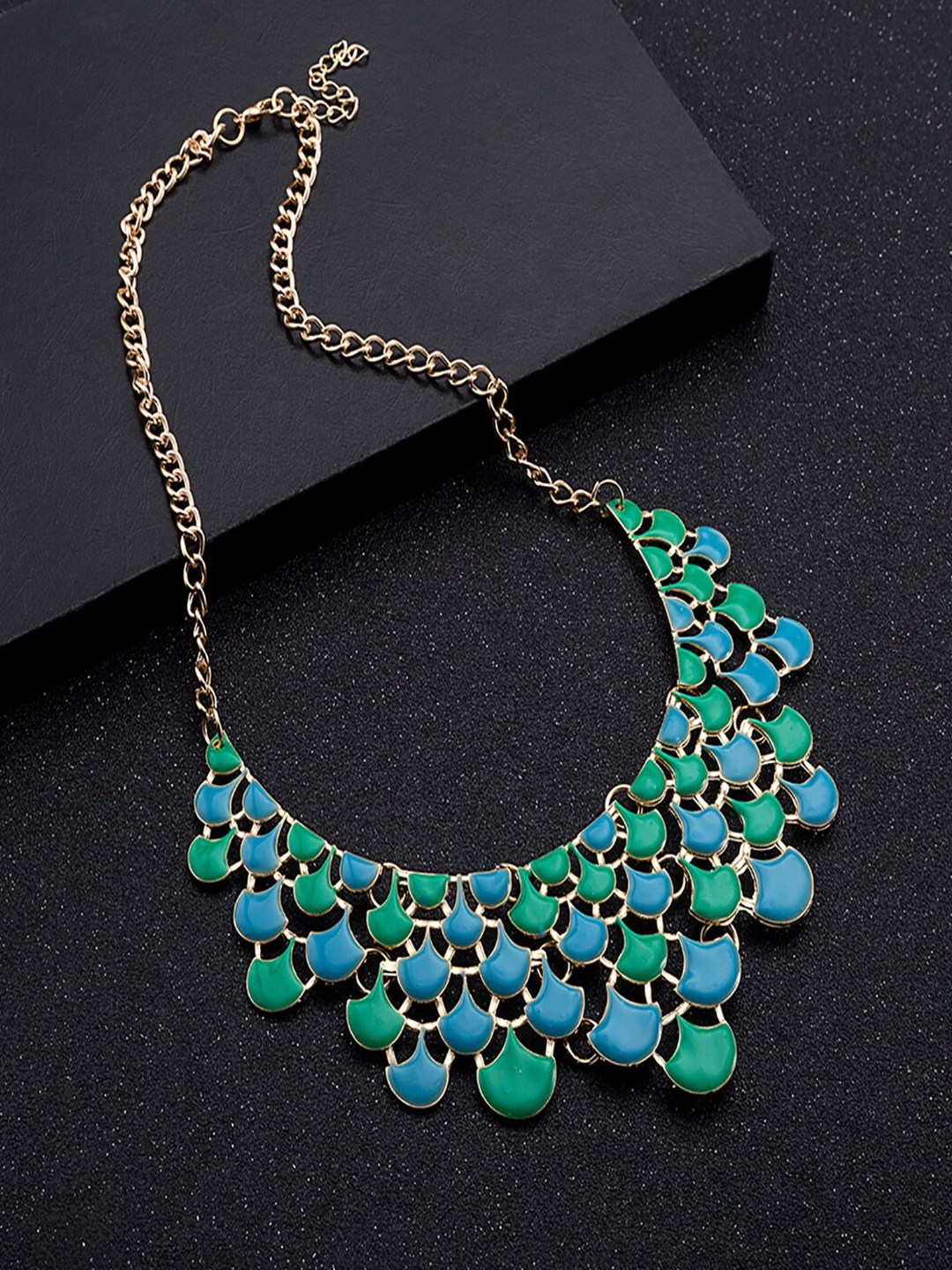 

AQUASTREET Gold-Toned & Blue Gold-Plated Enamelled Necklace