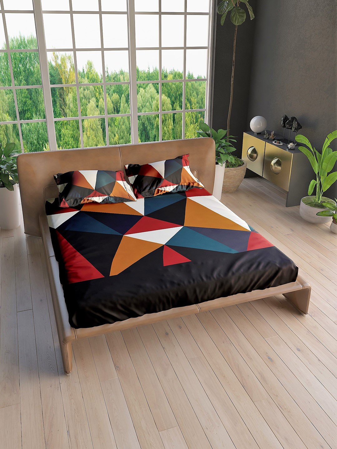 

LABHAM Multicoloured 210 TC King Bedsheet with 2 Pillow Covers, Multi