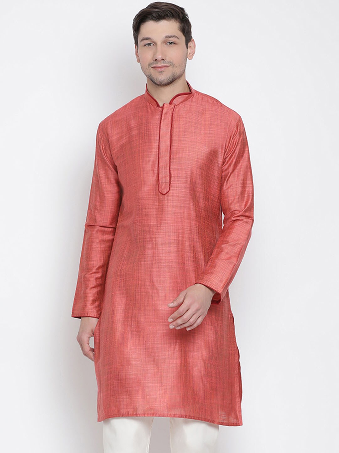 

VASTRAMAY Men Pink Solid Kurta