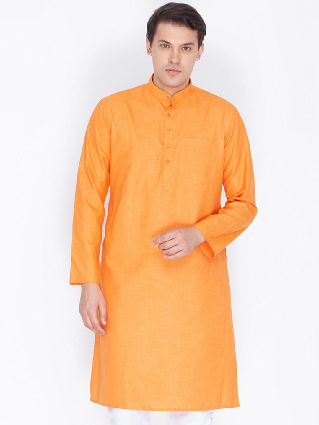 

VASTRAMAY Men Orange Solid Kurta