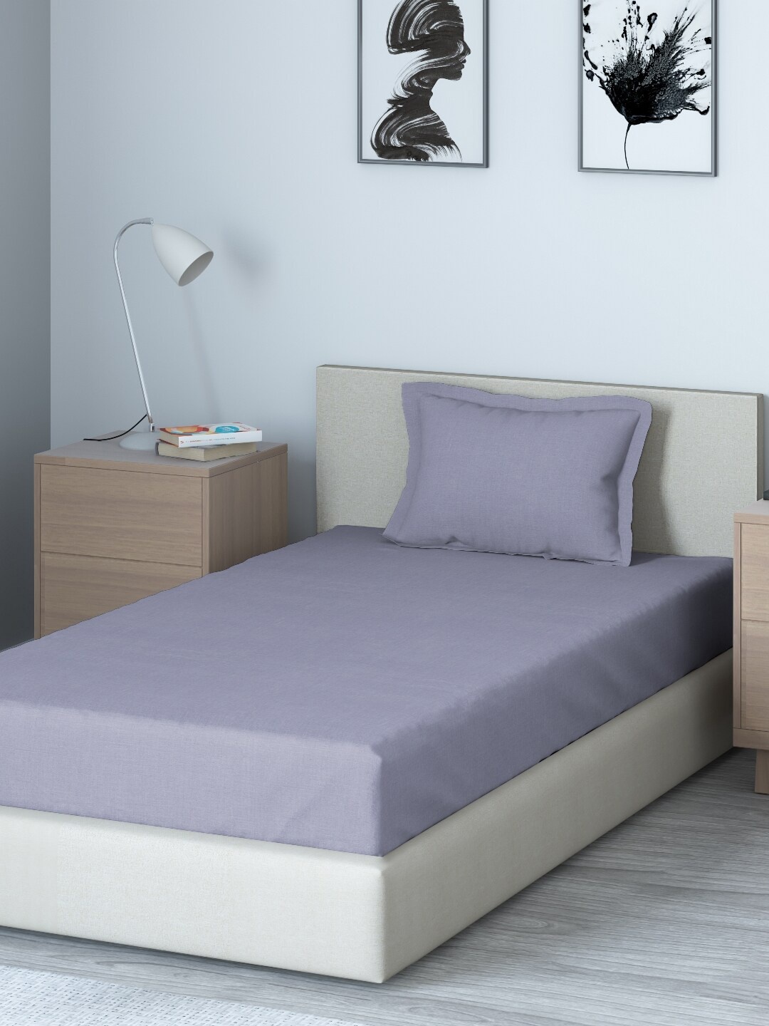 

DDecor Blue 150 TC Single Bedsheet with 1 Pillow Covers