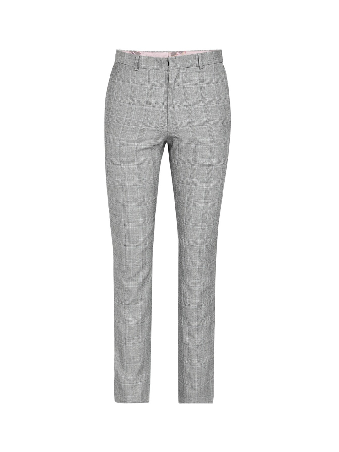 

Ted Baker Men Grey Checked Trousers