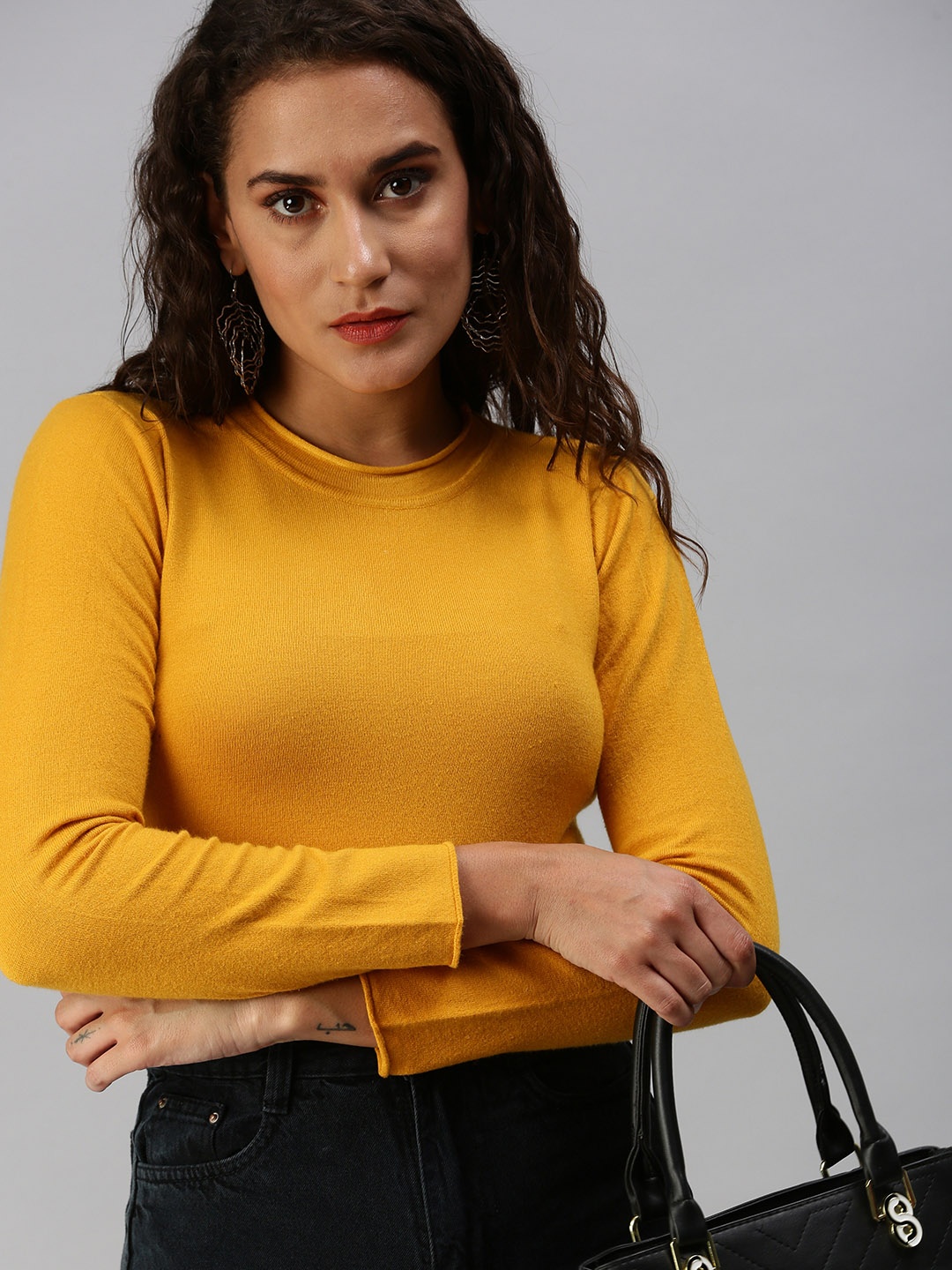 

SHOWOFF Women Mustard Yellow Solid Top