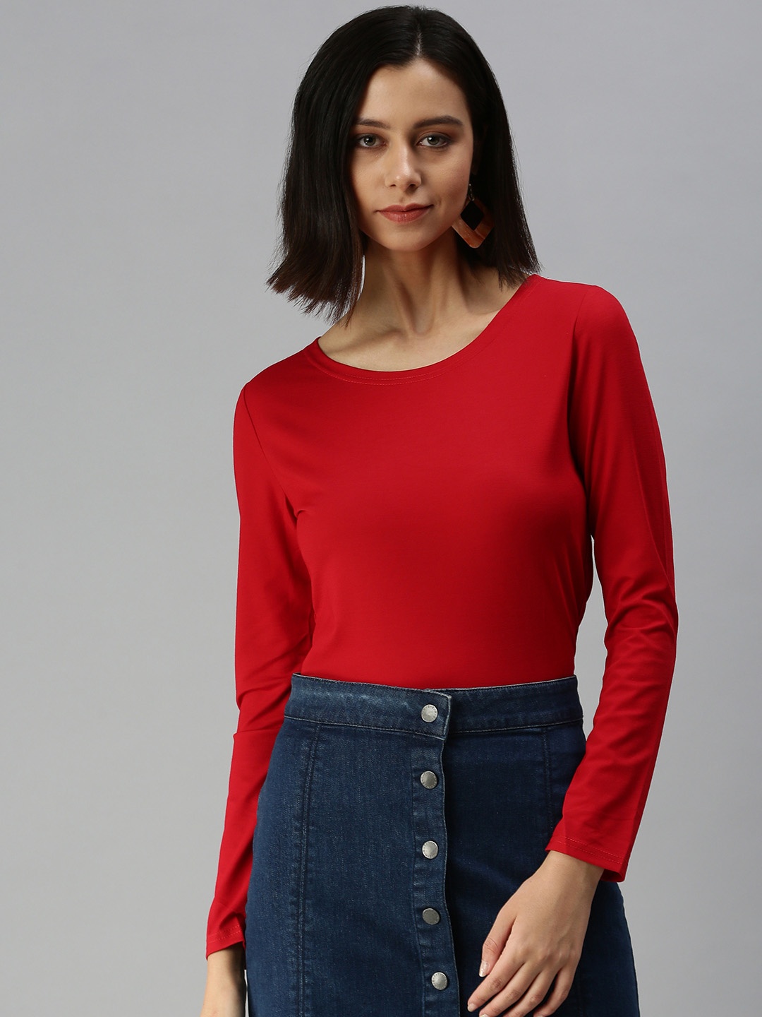 

SHOWOFF Women Red Solid Top