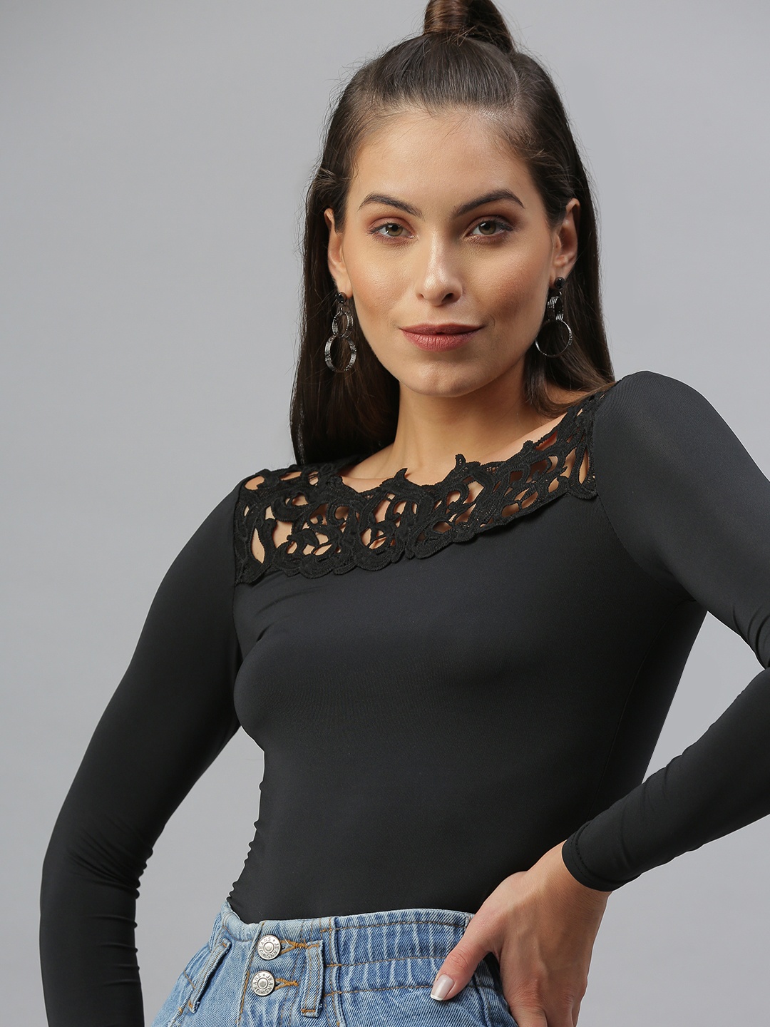 

SHOWOFF Women Black Solid Top