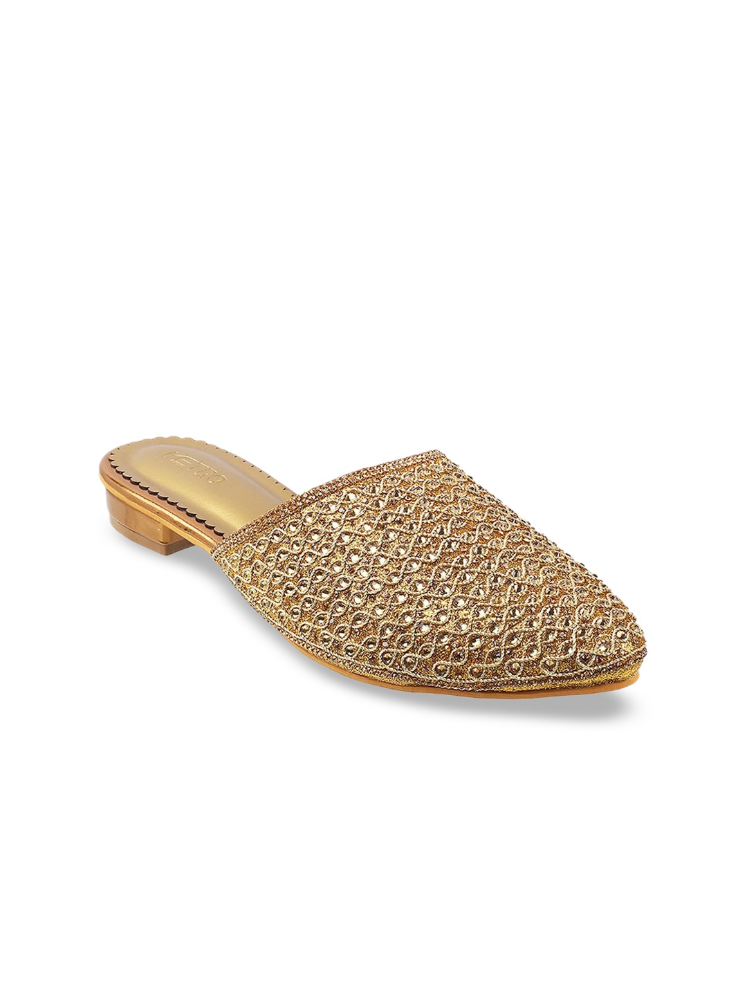 

Metro Women Gold-Toned Block Mules