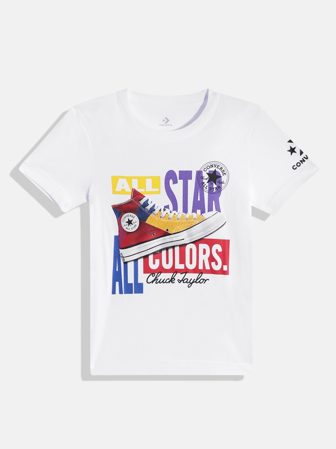 

Converse Boys White Graphic Printed Pure Cotton T-shirt
