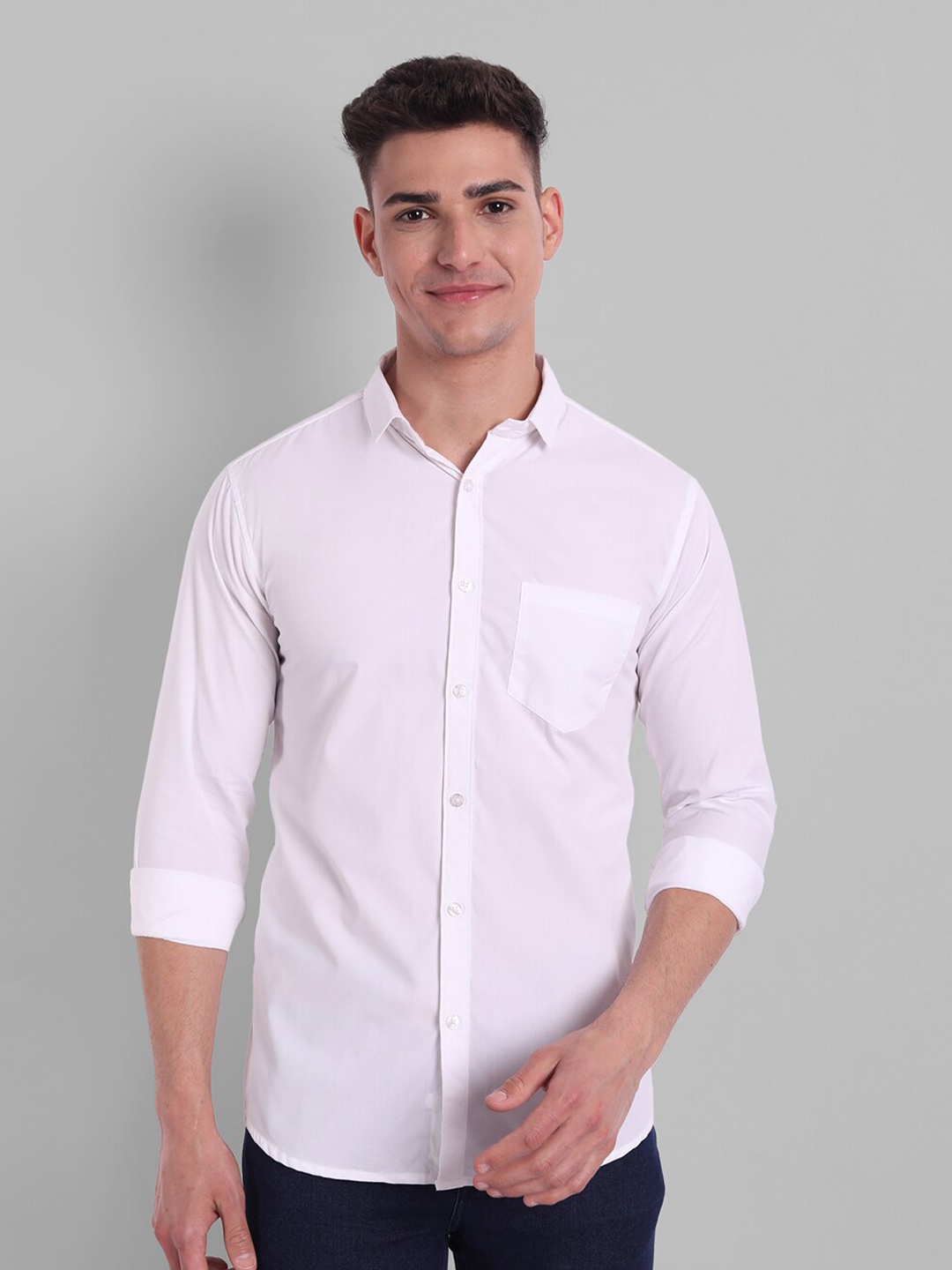 

Majestic Man Men White Comfort Slim Fit Pure Cotton Casual Shirt