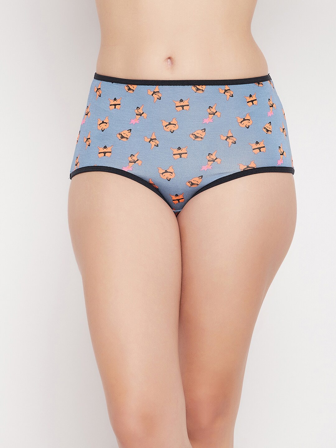 

Clovia Blue High Waist Sumo Print Hipster Panty PN3170D033XL