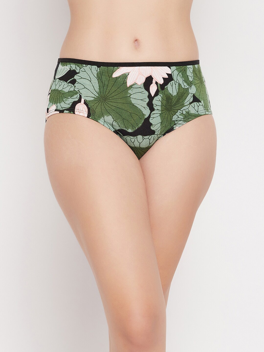 

Clovia Women Olive Green Floral Printed Mid-Rise Hipster Briefs PN3464A173XL