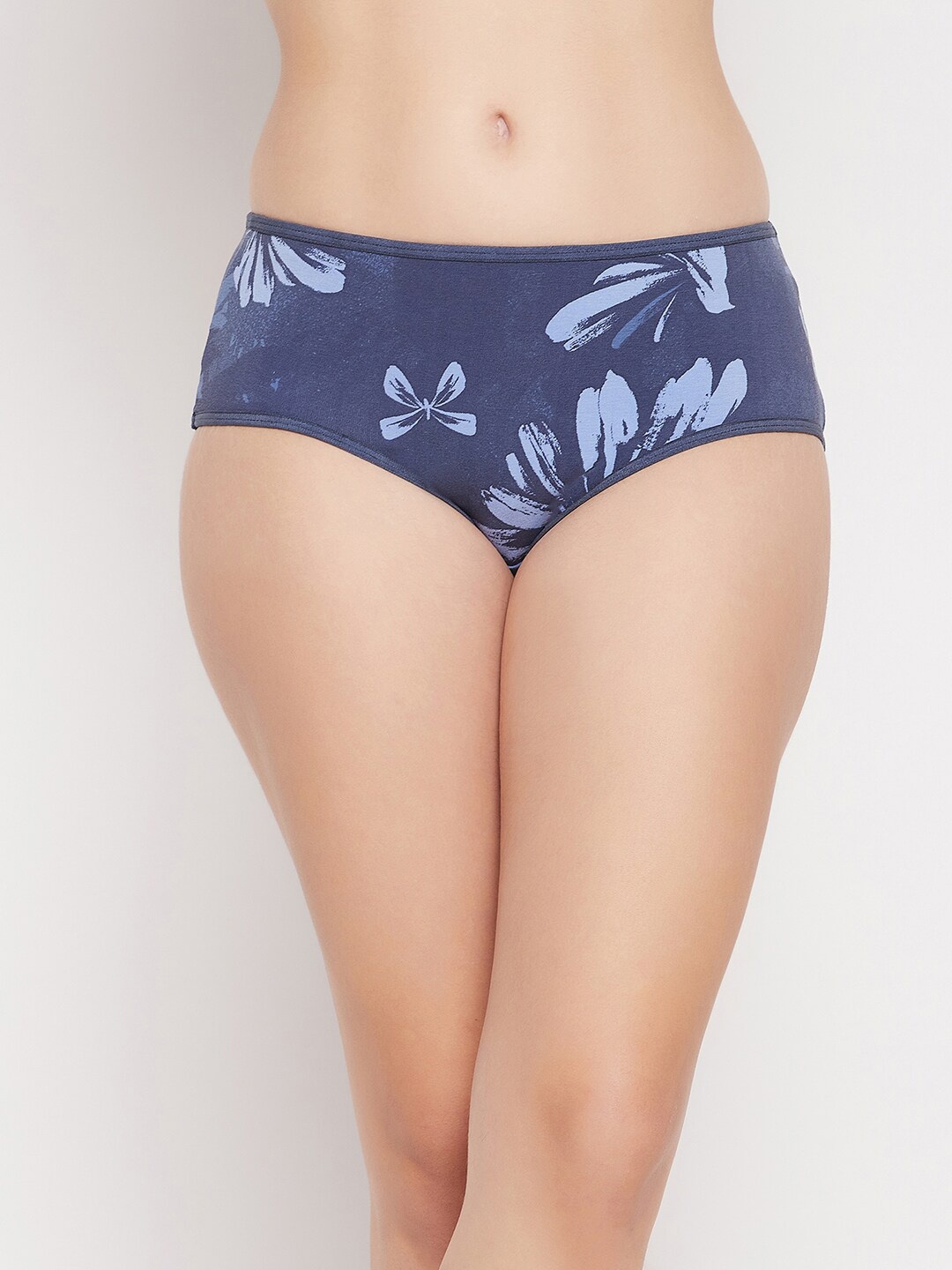 

Clovia Mid Waist Floral Print Hipster Breifs, Purple