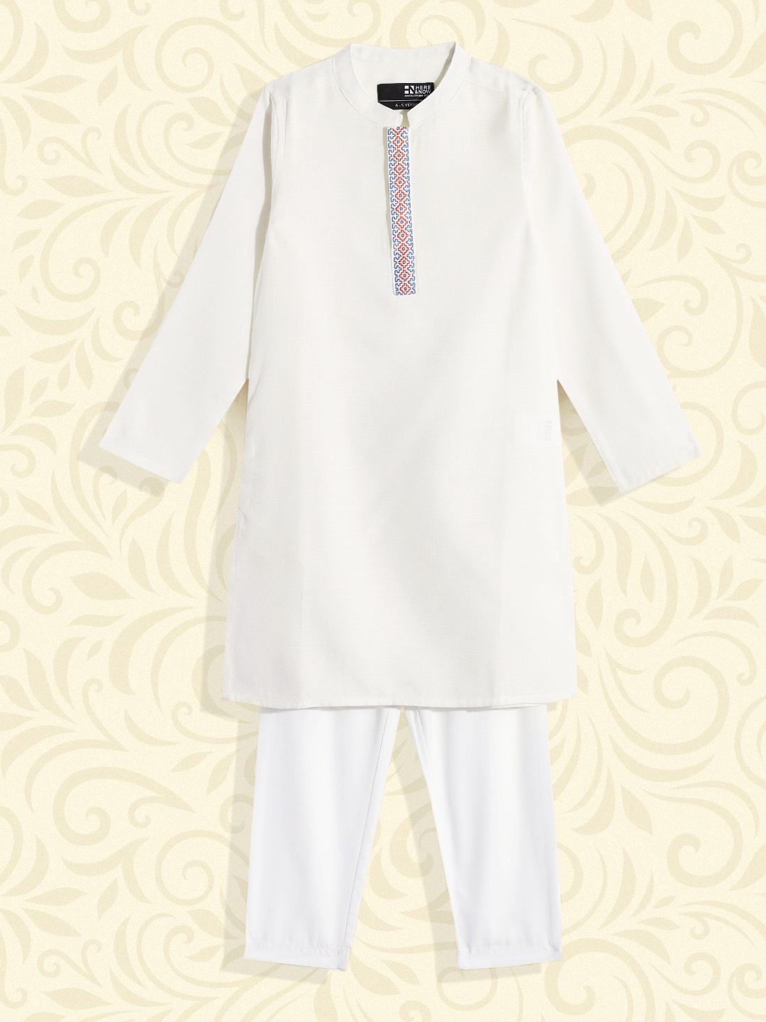

HERE&NOW Boys Off-White Solid Kurta with Trousers