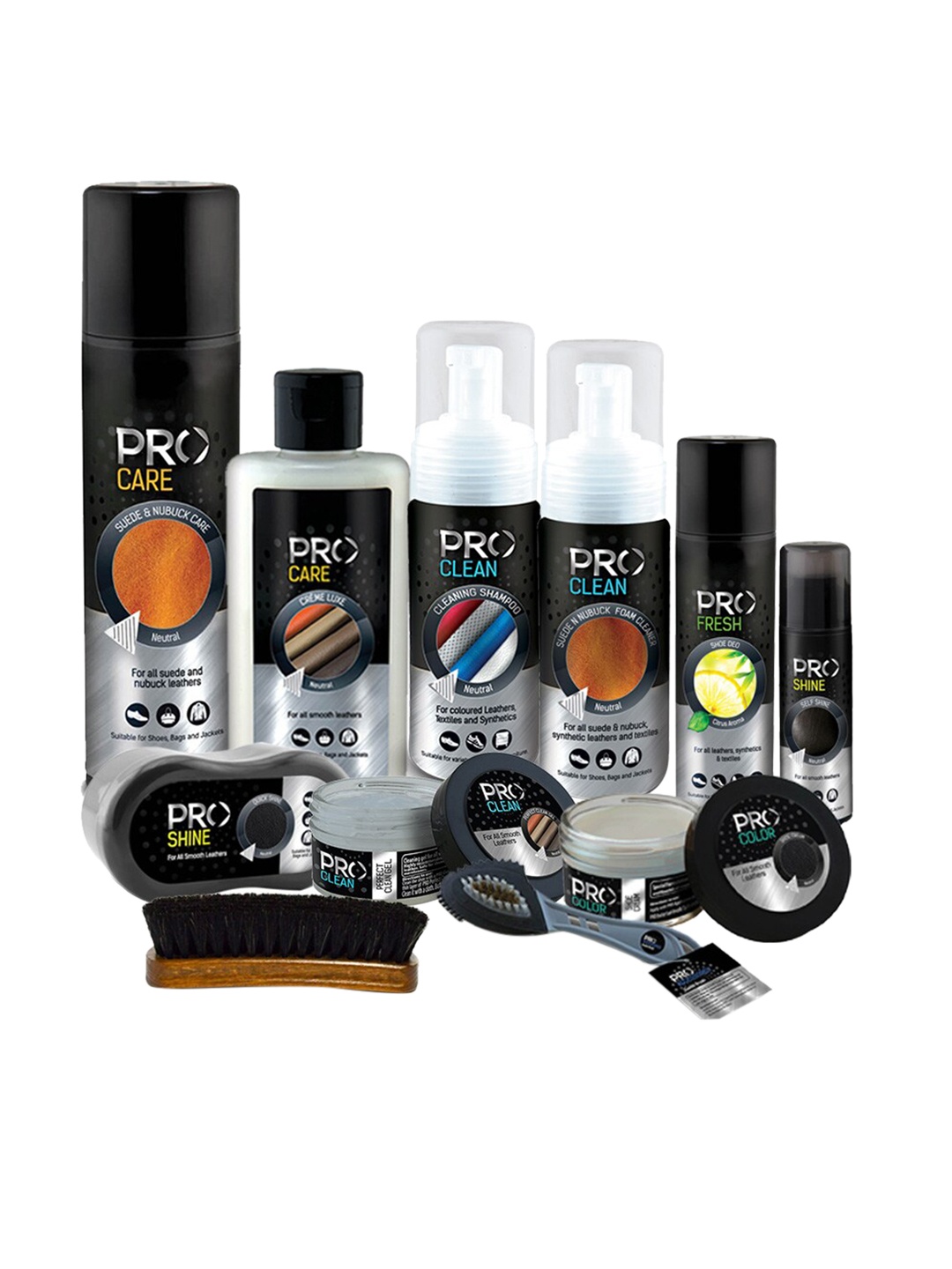 

PRO Set Of 11 Black Printed Jumbo Shoe Care Kit